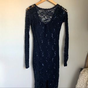 Windsor Lace Sequin Navy Dress